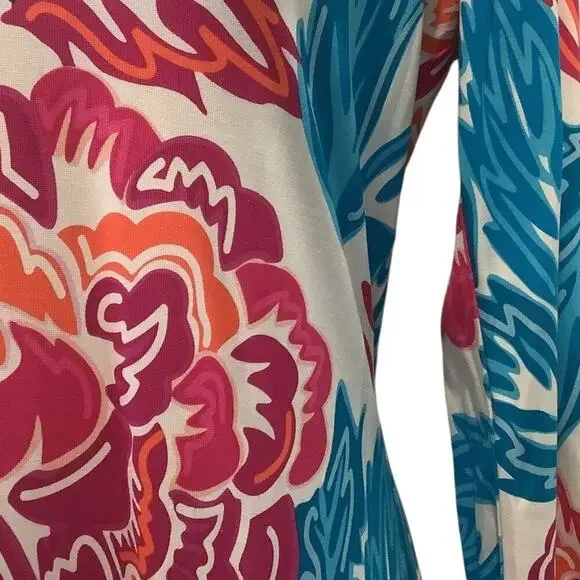 DIANE von FURSTENBERG ”KADEN” KNIT SILK FLORAL PRINT OVER THE HEAD STYLE DRESS 8 - Picture 4 of 11